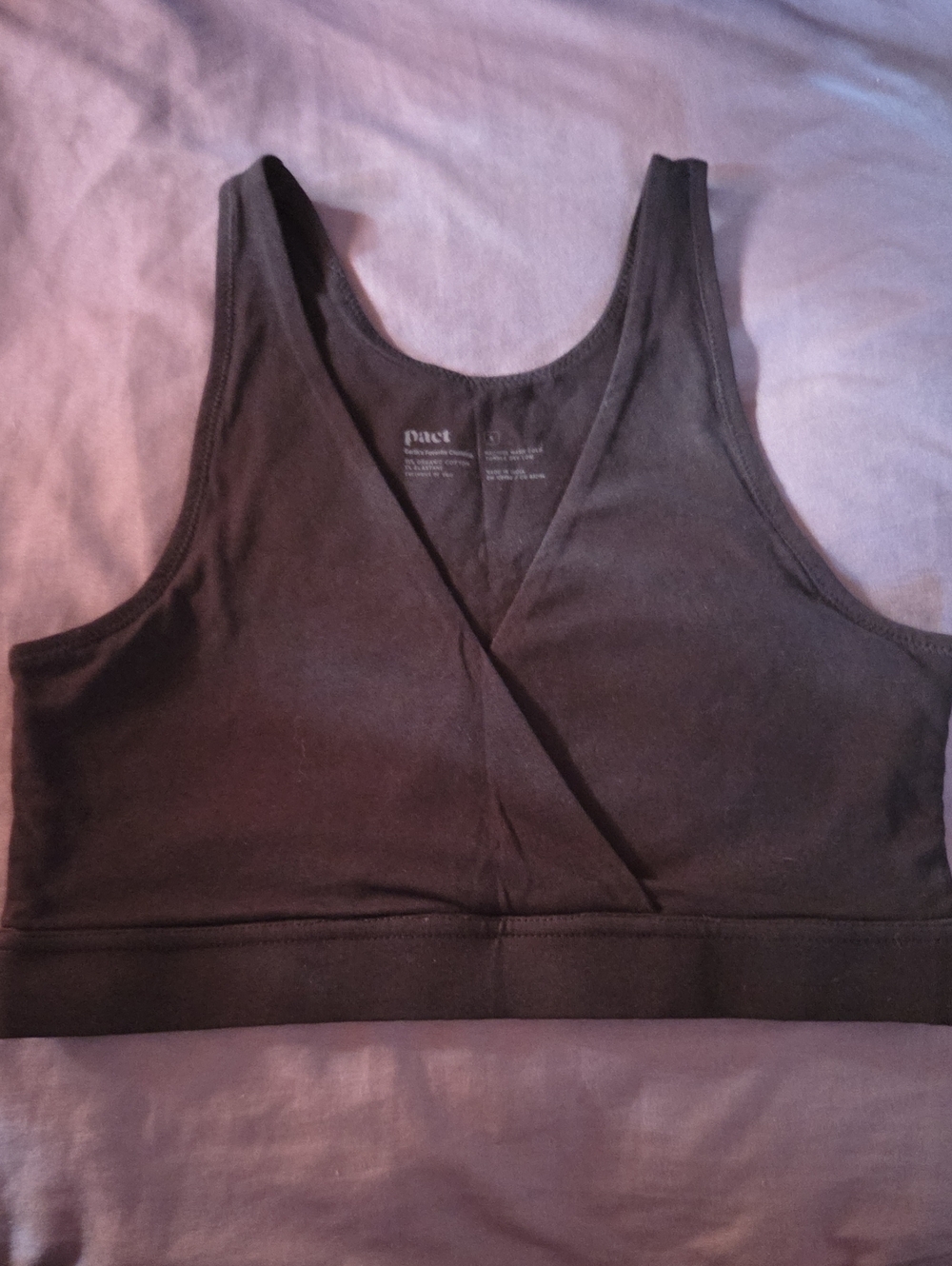 NWOT- Pact Organic- Black Crossover Bralette